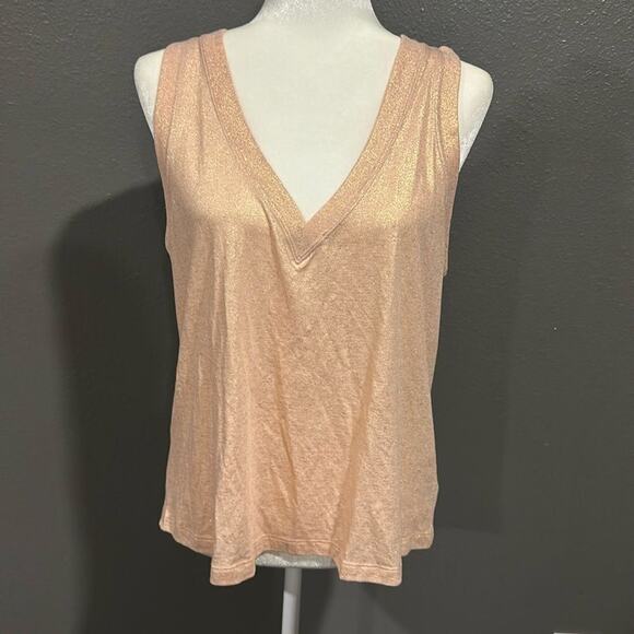 Express V Neck Shimmery Relaxed Fit Tank Top L NWT - Picture 1 of 6